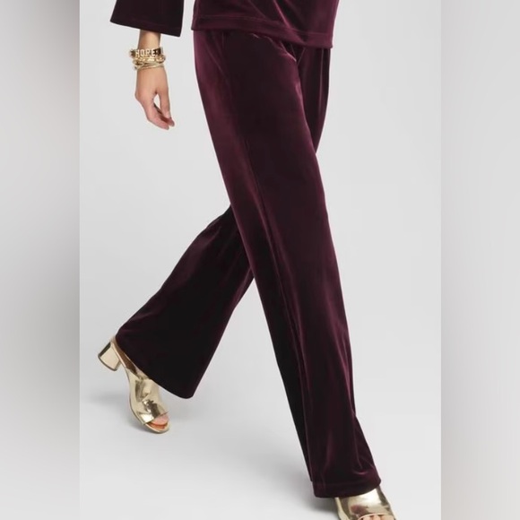 Chico’s Basic Velvet Straight Leg Pant in Napa elastic waist size 3 short - Picture 1 of 12